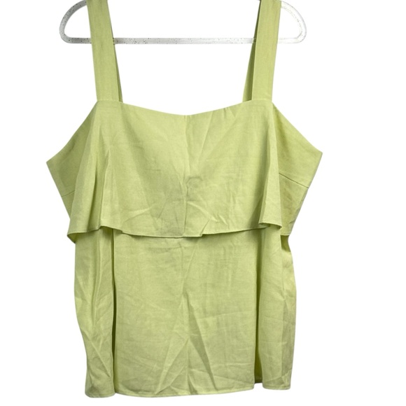 Tops - Heatherly Lime Green Ruffled Sleeveless Tank Top with‎ Sweetheart Neckline 2x